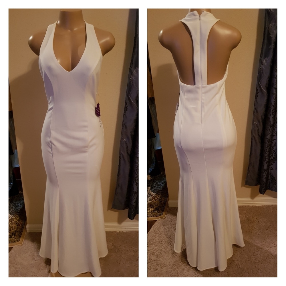 White Long Mermaid Formal Dress